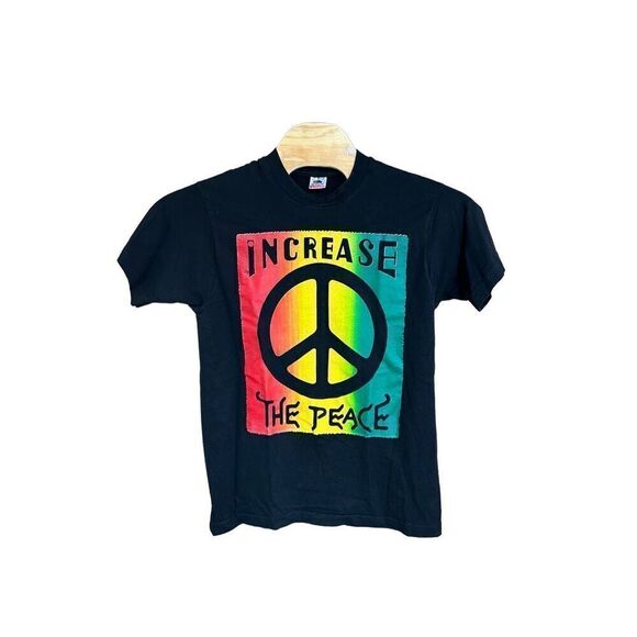 Fruit of the Loom Increase the Peace Single Stitch Medium (M) Street Clothes Bla - Picture 1 of 6